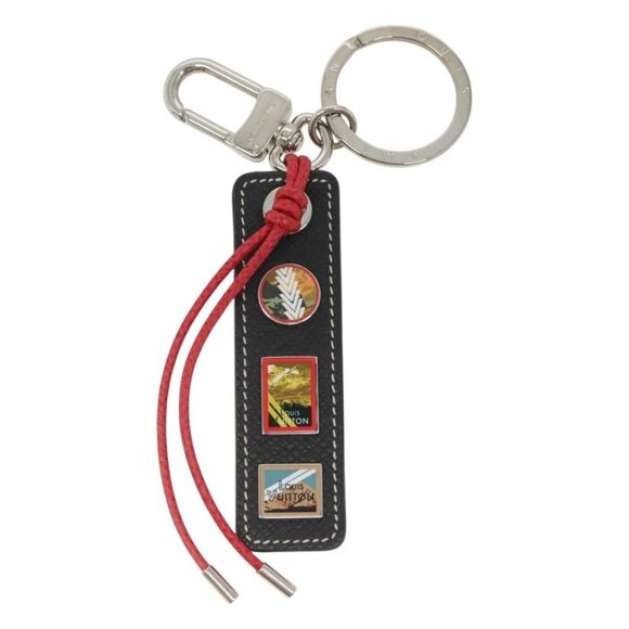 LOUIS VUITTON Taiga Porte Cles Tab LV Alps Charm Black - Picture 1 of 10